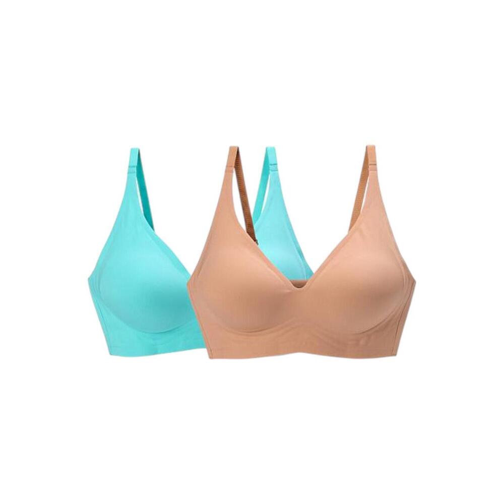 Rhonda Shear Women's 2pk Gel Bra w/o Back Closure Beige/Celeste -